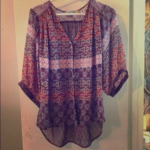 Boho Figueroa&flower sheer blouse