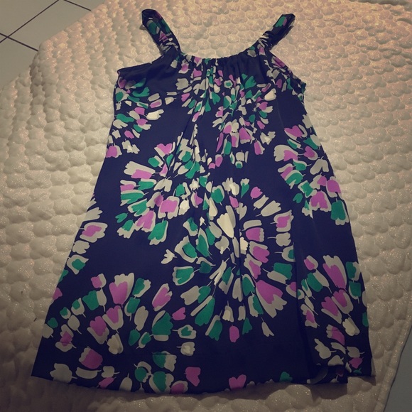 Loose silk flower print dress