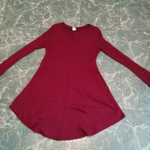 V-neck maroon colored dress