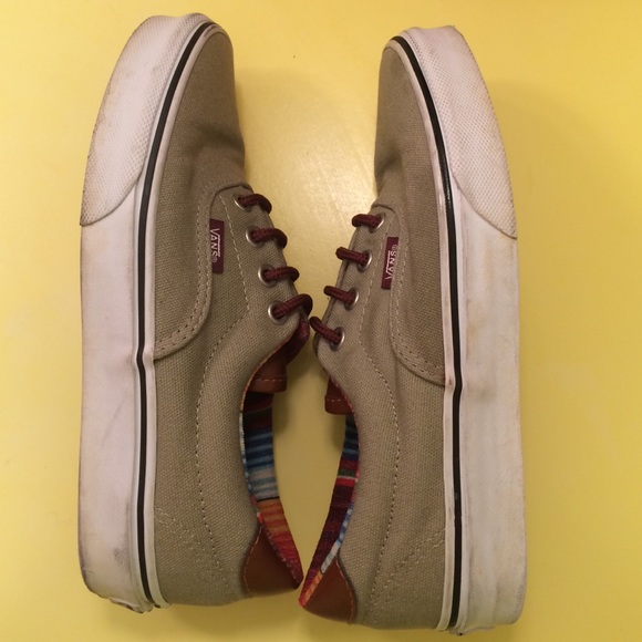 Tan Vans with Rainbow Inside and Leather Tongue - Picture 2 of 4