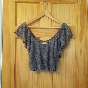 Lace Cap Sleeve Floral Crop Top