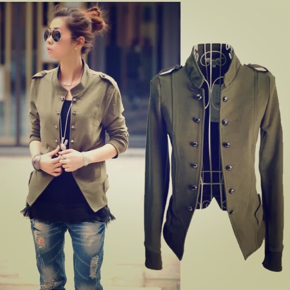 Jackets & Blazers - Army green knit jacket