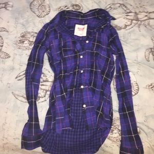 Purple plaid button up
