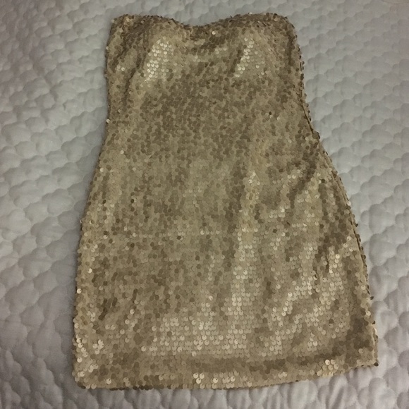 Gold sequin mini dress!
