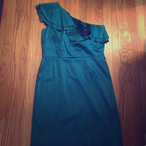 Antonio Melani Ruffle One-Shoulder Teal Dress