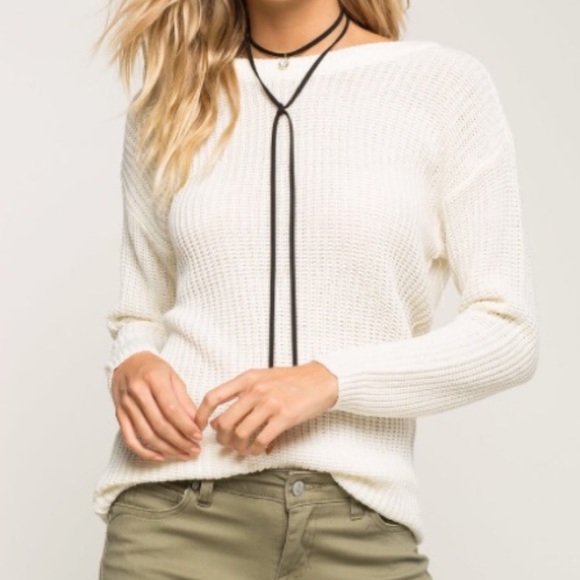 Deep V-Back Ivory Sweater❗️LAST ONE❗️GET IT NOW 😆 - Picture 2 of 3