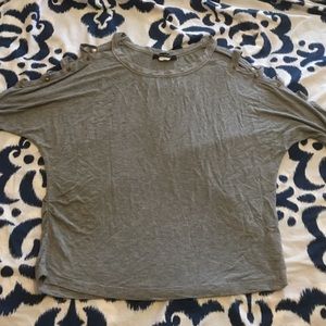 Gray cold shoulder flirty top