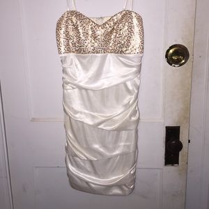 White and gold party dress