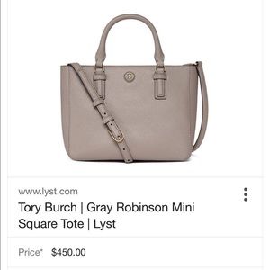 Tory burch grey mini Robinson handbag final price