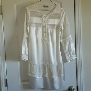 FLASH Chloe white silk lace beaded mini dress M