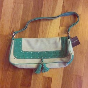NWT! Burberry suede bag, creme and Kelly green.