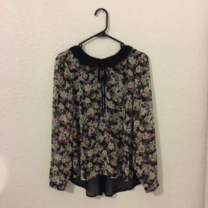 Floral black long sleeve shirt