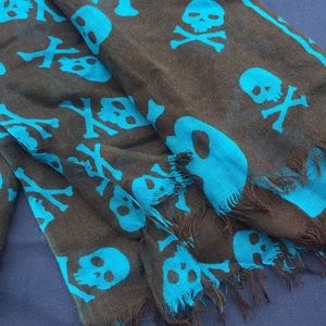 Black Scarf with Teal Skulls ☠️