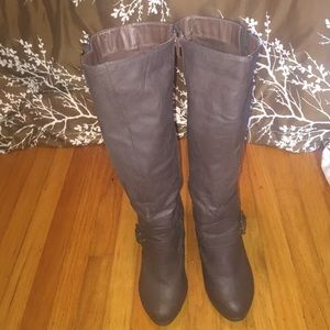 Torrid brown heeled wide calf boots