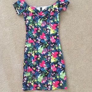 Off-The-Shoulder Floral Mini Dress