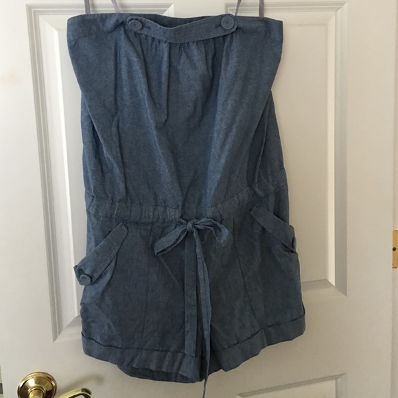 Strapless bcbg chambray romper
