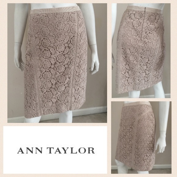 AT Beige Floral Lace Pencil Skirt Size 12