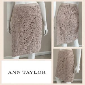 AT Beige Floral Lace Pencil Skirt Size 12