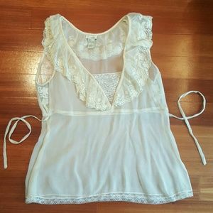 Anthropologie sheer lace top. Size 6.