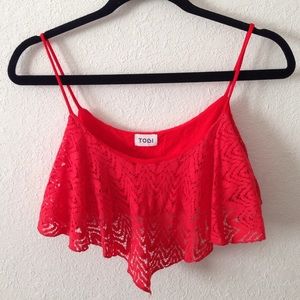 Tobi red lace bralette top