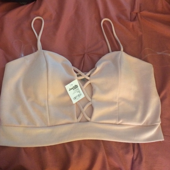 Charlotte Russe Tops - Rose Light Pink Lace Up Crop Top