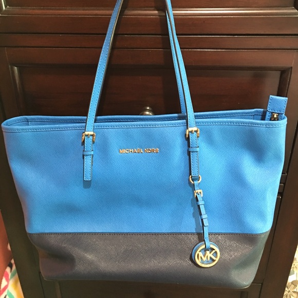 Blue Jet set Michael Kors tote