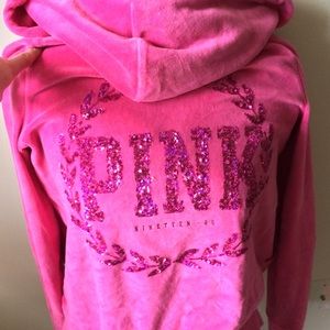 Victorias Secret PINK Pink Velour Zip Up