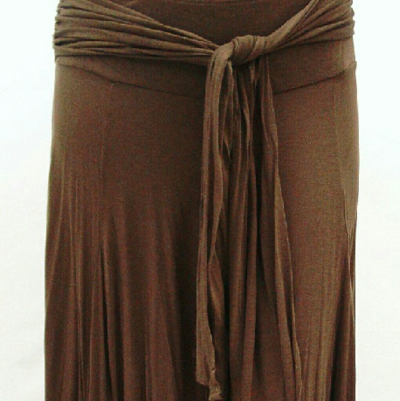Lapis long skirt/dress rayon. Brown /blue 2xl. Y2K vintage Waist Unravel.