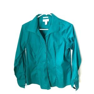 Turquoise button up Chico's blouse.
