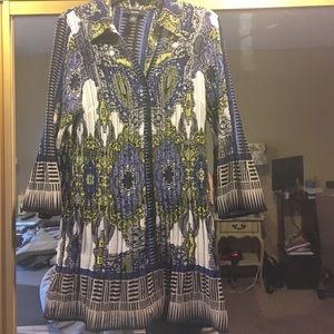 Long colorful blouse.