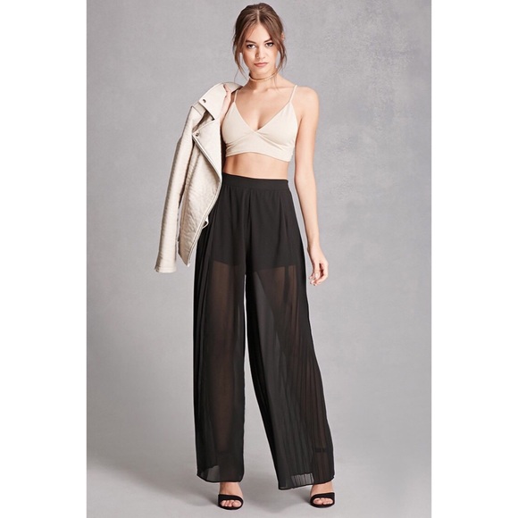 sheer wide leg trousers