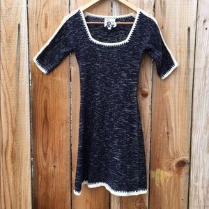 Super Soft Sweater Dress with White Crochet Trim