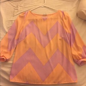 Lavender and orange cheveron blouse