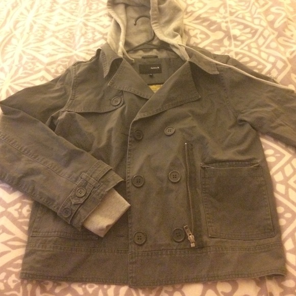Hurley gray hooded jacket with floral lining
