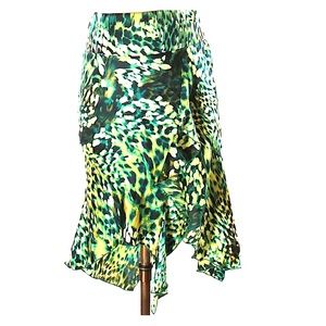 Marciano Green Animal Print Silk Skirt