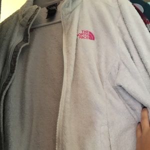 North face white and pink jacket