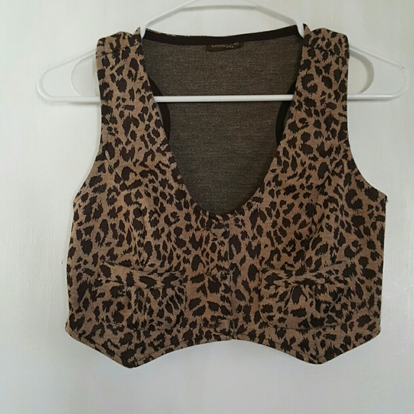 Leopard short vest with pockets