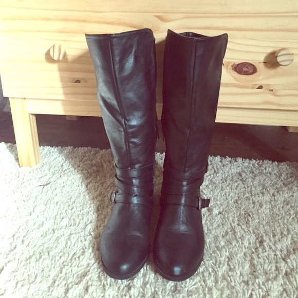 Madden Girl Riding Boots- Black- Size 8