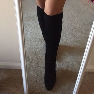 Black suede over the knee boots size 8