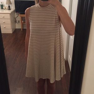 High collar striped dress