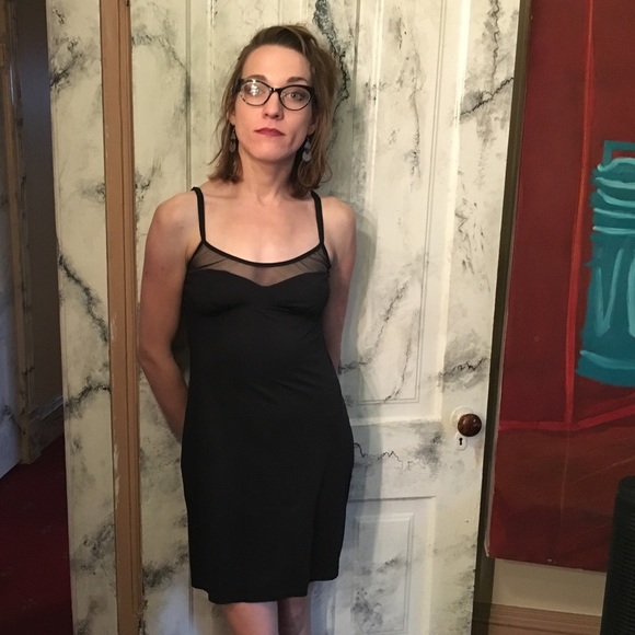 Black lingerie dress with mesh