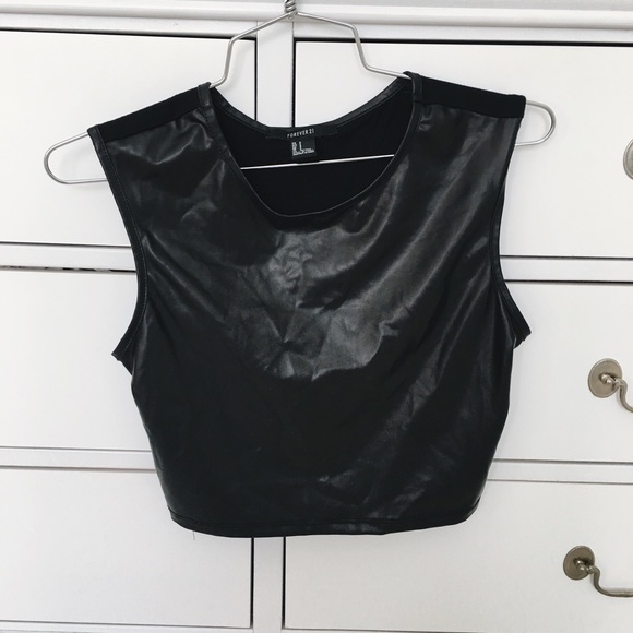 Forever21 Black Pleather Crop Top