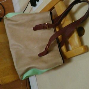 Brown and green pistachio bag