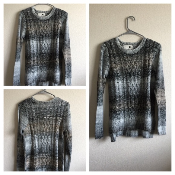 Grey Ombré Cable Knit Sweater