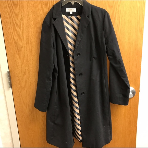Black Brooks Brothers trench coat