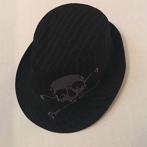 Skull black fedora pin strips