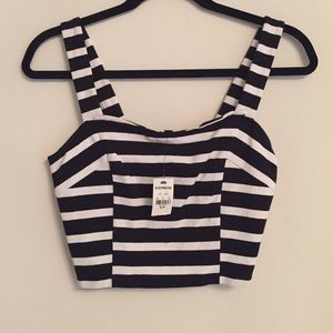 Striped black and white crop top