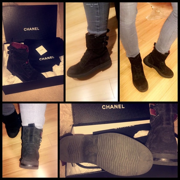 !SOLD!”🔥Chanel black suede combat boots🔥8.5/9 - Picture 3 of 7