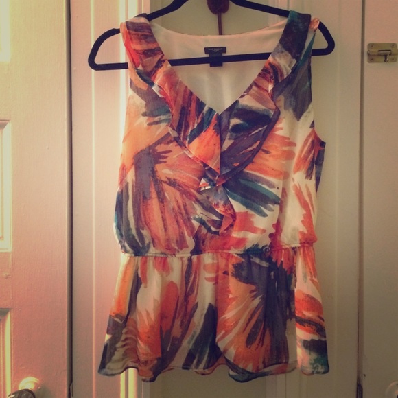 Ann Taylor peplum top - M tropical print