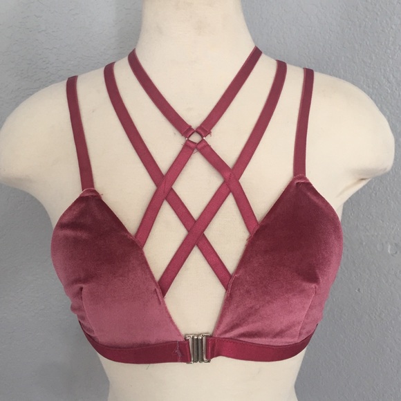 Free People Tops - Rose pink velvet strap bra B1